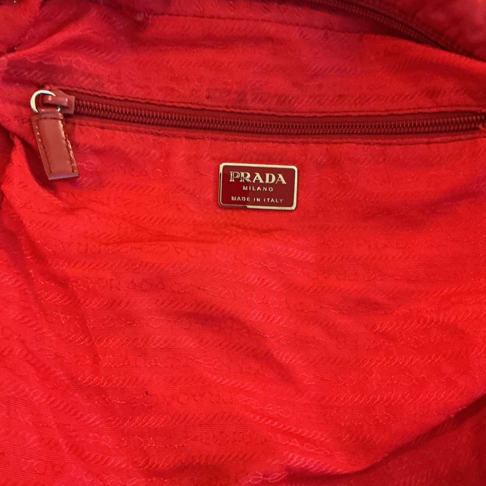 PRADA Nylon Red Messenger Crossbody Bag w/ Shoulder Strap Vintage Authentic - Picture 14 of 16